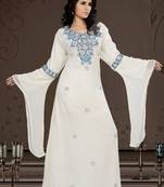 Off White Georgette Embroidered Zari_Work Islamic-Kaftans