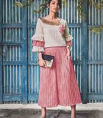 Red Lining Calf Length Pant and Paghoda Sleeve top Combo