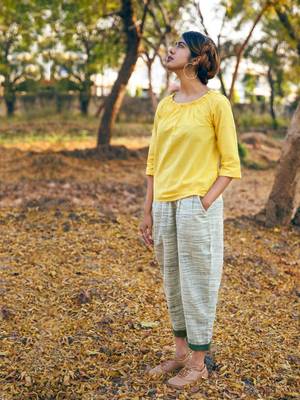 Cool Lemon Khadi Top And Slub Khadi Casual Pants 1
