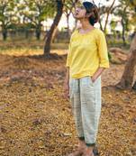 Cool Lemon Khadi Top And Slub Khadi Casual Pants