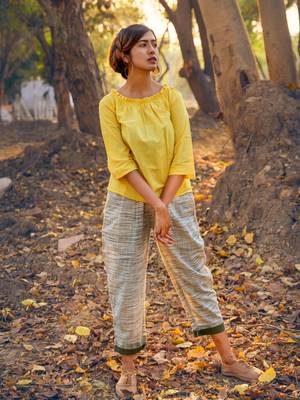 Cool Lemon Khadi Top And Slub Khadi Casual Pants 2
