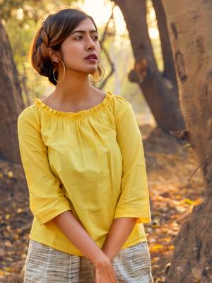 Cool Lemon Khadi Top And Slub Khadi Casual Pants 3