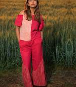 Red Valentine Pleated Palazzo Pant Pair