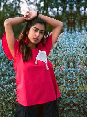 Red Top And Black Baggy Pants Pair 2