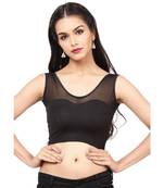 Black Shimmer Stretchable Readymade Blouse For Women
