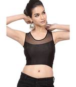 Black Shimmer Stretchable Readymade Blouse For Women