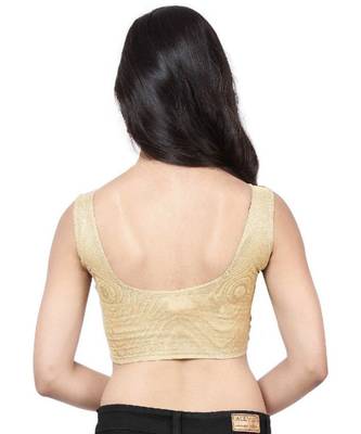 Gold Lycra Shimmer Stretchable Readymade Blouse For Women 2