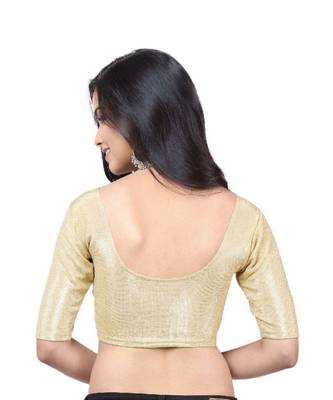 Gold Lycra Shimmer Stretchable Readymade Blouse For Women 2