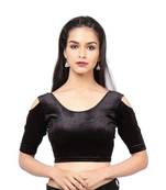 Black Velvet Stretchable Readymade Blouse For Women
