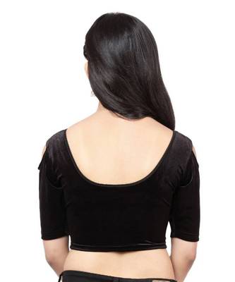 Black Velvet Stretchable Readymade Blouse For Women 2