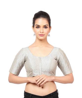 Grey Taffeta Readymade Blouse For Women 1