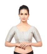 Grey Taffeta Readymade Blouse For Women