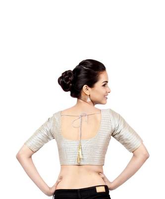 Grey Taffeta Readymade Blouse For Women 2