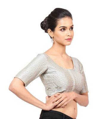 Grey Taffeta Readymade Blouse For Women 3