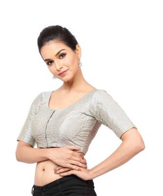 Grey Taffeta Readymade Blouse For Women 4