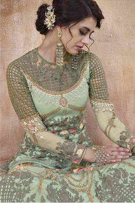 Sea Green Wedding Net Floor Length Anarkali Suit 2