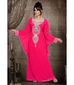 Fuchsia Pink Georgette Embroidered Zari Work Islamic-Kaftans