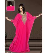 Fuchsia Pink Georgette Embroidered Zari Work Islamic-Kaftans