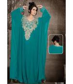 Turquoise Georgette Embroidered Zari Work Islamic-Kaftans