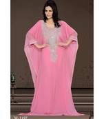 Soft Pink Georgette Embroidered Zari Work Islamic-Kaftans