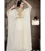 Off White Georgette Embroidered Zari Work Islamic-Kaftans