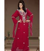 Burgundy Georgette Embroidered Zari Work Islamic-Kaftans