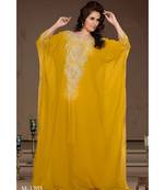 Yellow Georgette Embroidered Zari Work Islamic-Kaftans