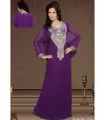 Purple Georgette Embroidered Zari Work Islamic-Kaftans