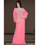 Soft Pink Georgette Embroidered Zari Work Islamic-Kaftans