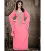 Soft Pink Georgette Embroidered Zari Work Islamic-Kaftans