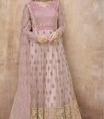 Floor Length Anarkali Suit Embroidered Net In Pink