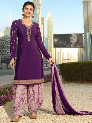 Purple embroidered crepe salwar 1