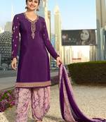 Purple embroidered crepe salwar