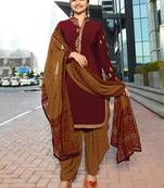 Maroon embroidered crepe salwar