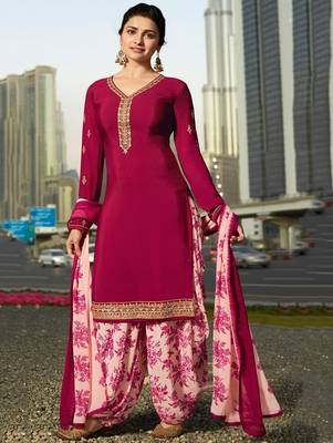 Pink embroidered crepe salwar 1