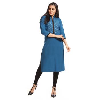 Blue printed crepe kurti 1