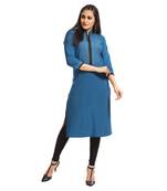 Blue printed crepe kurti