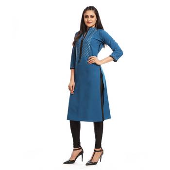Blue printed crepe kurti 3