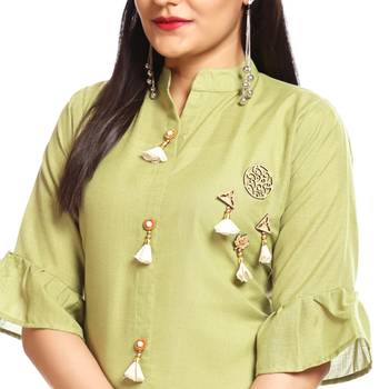 Light-green printed rayon kurti 4