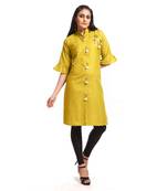 Yellow printed rayon kurti