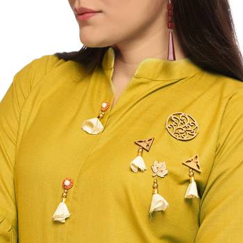 Yellow printed rayon kurti 4