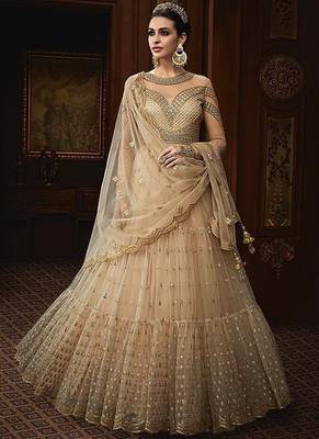 Cream embroidered net salwar 1