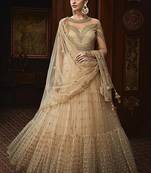 Cream embroidered net salwar