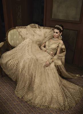 Cream embroidered net salwar 2