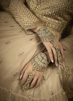 Cream embroidered net salwar 3