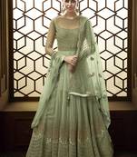 Light Green  Embroidered Net Anarkali Suit