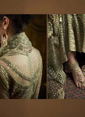 Light Green  Embroidered Net Anarkali Suit 4