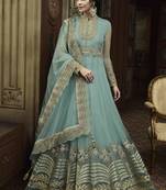 Powder Blue Embroidered Net Anarkali