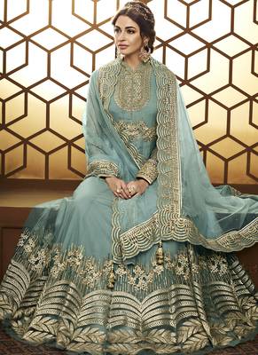 Powder Blue Embroidered Net Anarkali 2