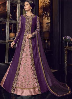 Baby-Pink Embroidered Tussar Silk Salwar 1